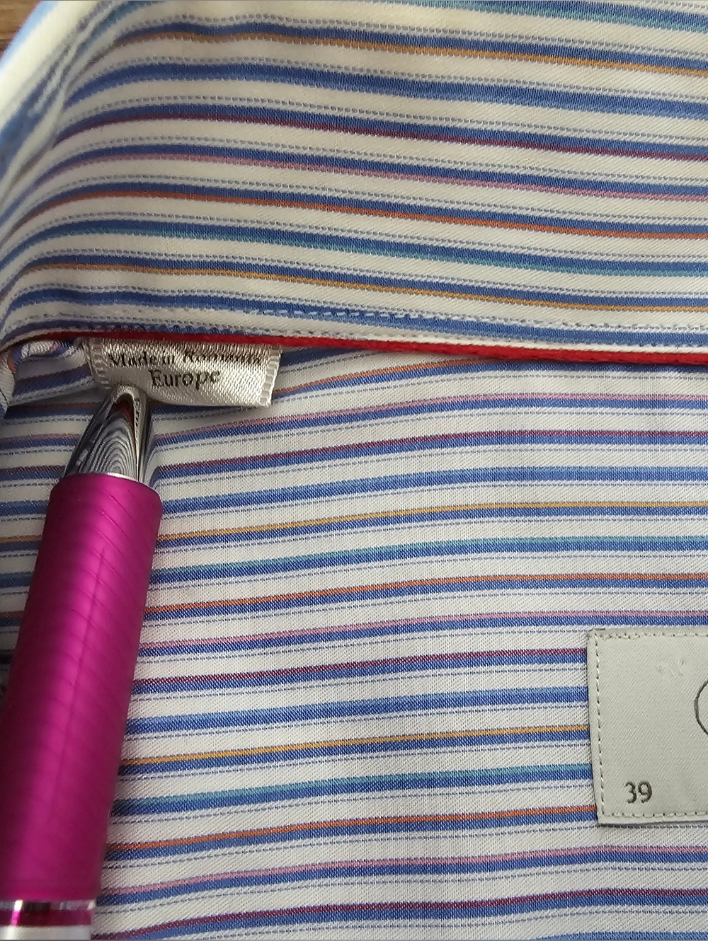 ETON Contemporary Men's Dress Shirt Size 39, 15 1/2 Striped W/Colored Buttons - Picture 10 of 10